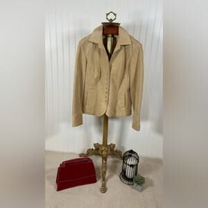Live a Little Tan Suede Leather Jacket | Vintage-Inspired Blazer Style